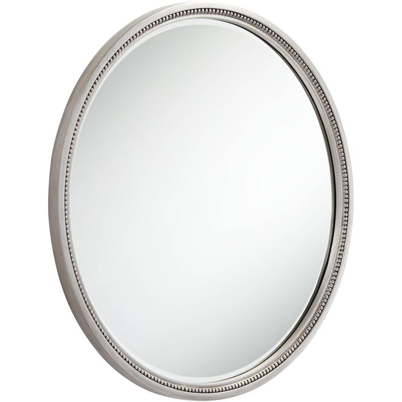 Noble Park Lorraine Silver 32 3/4" Round Beaded Trim Wall Mirror