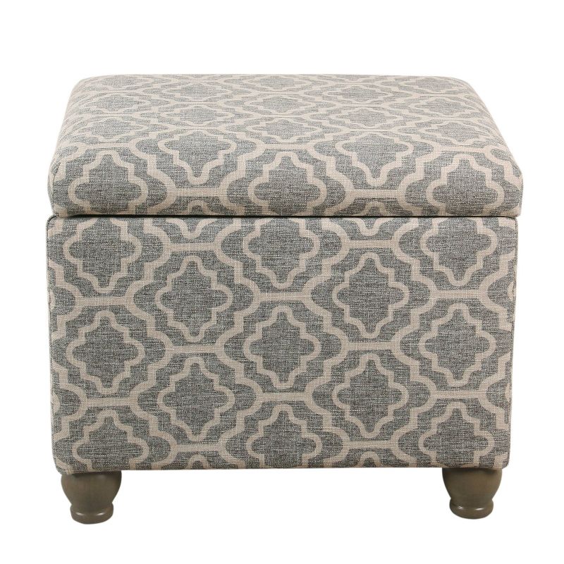 Medium Storage Ottoman Geometric Ash Gray - HomePop