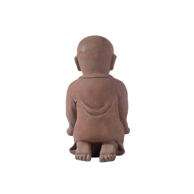17.25" Indoor/Outdoor Resin Reading Buddha Garden Statue Brown - Alfresco Home LLC