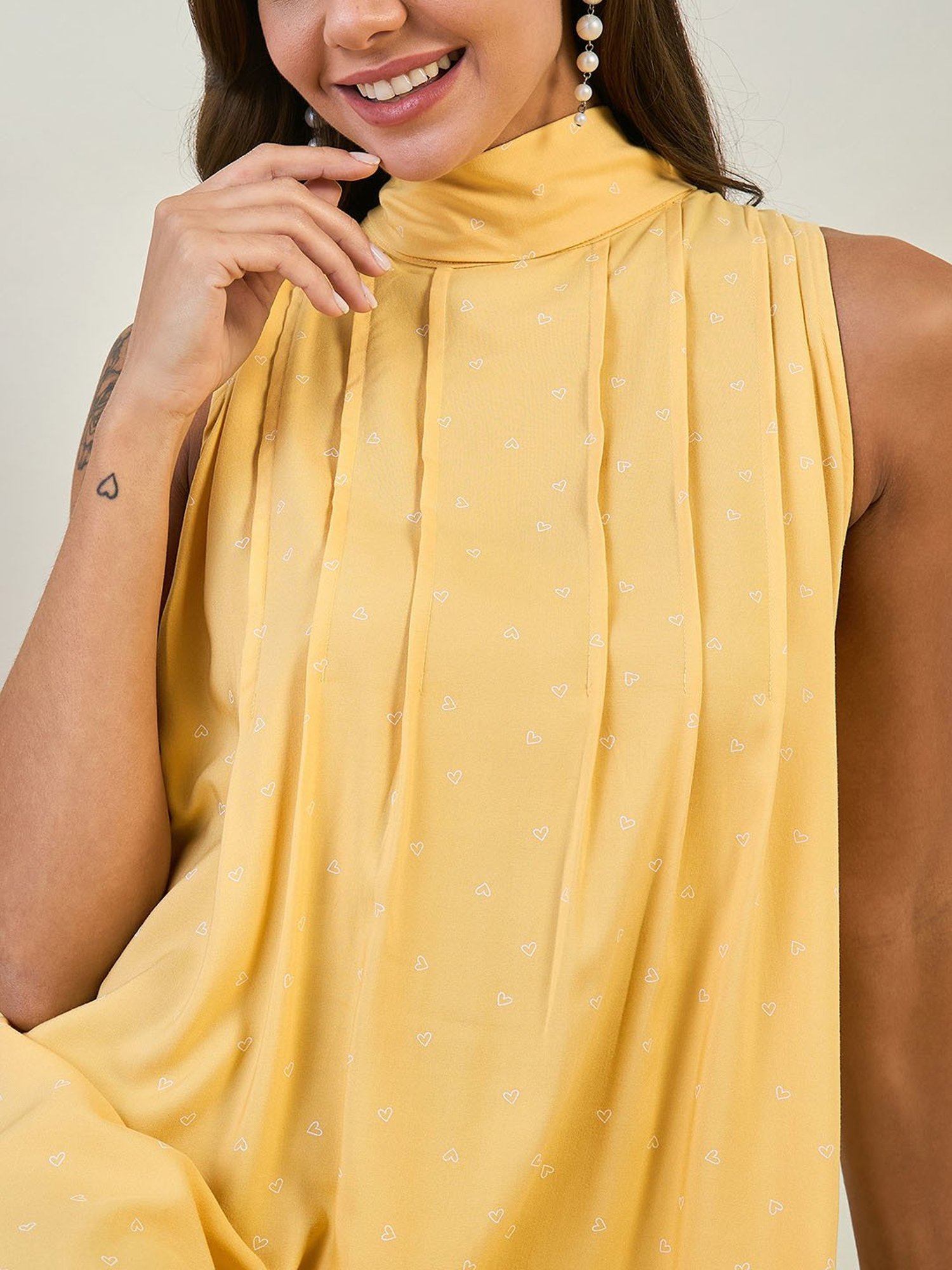 The Kaftan Company Yellow Printed A Line Dress