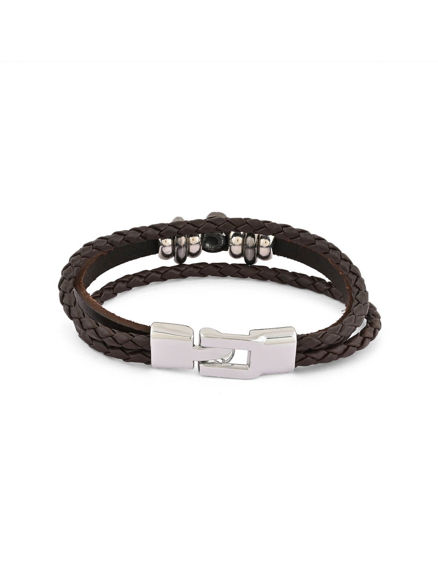 The Bro Code Brown Skull Single Faux Leather Bracelet for Men