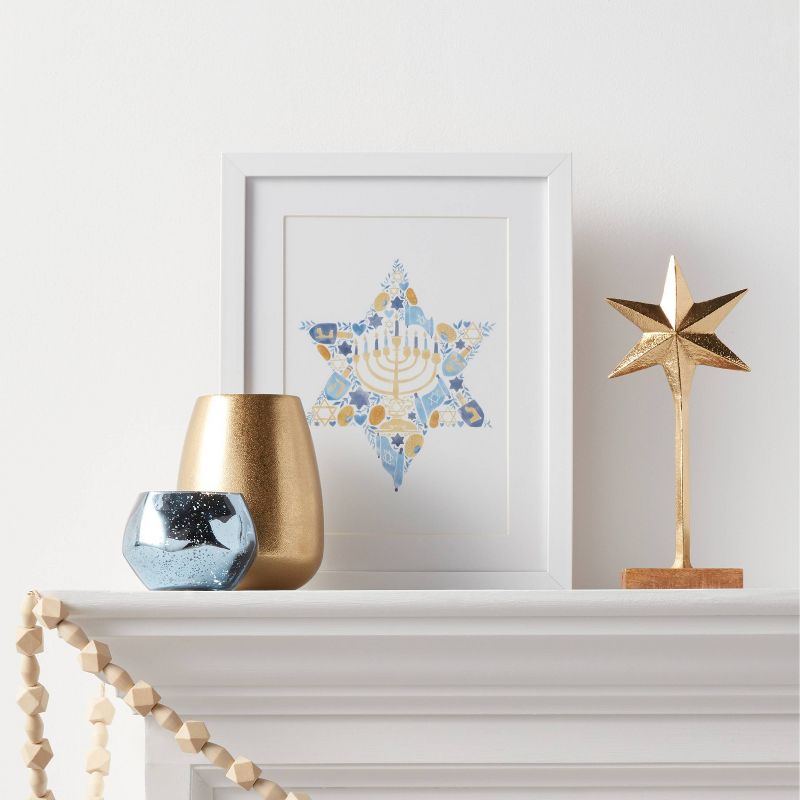11" x 14" Happy Hanukkah Star Wall Art White Matte - Threshold™