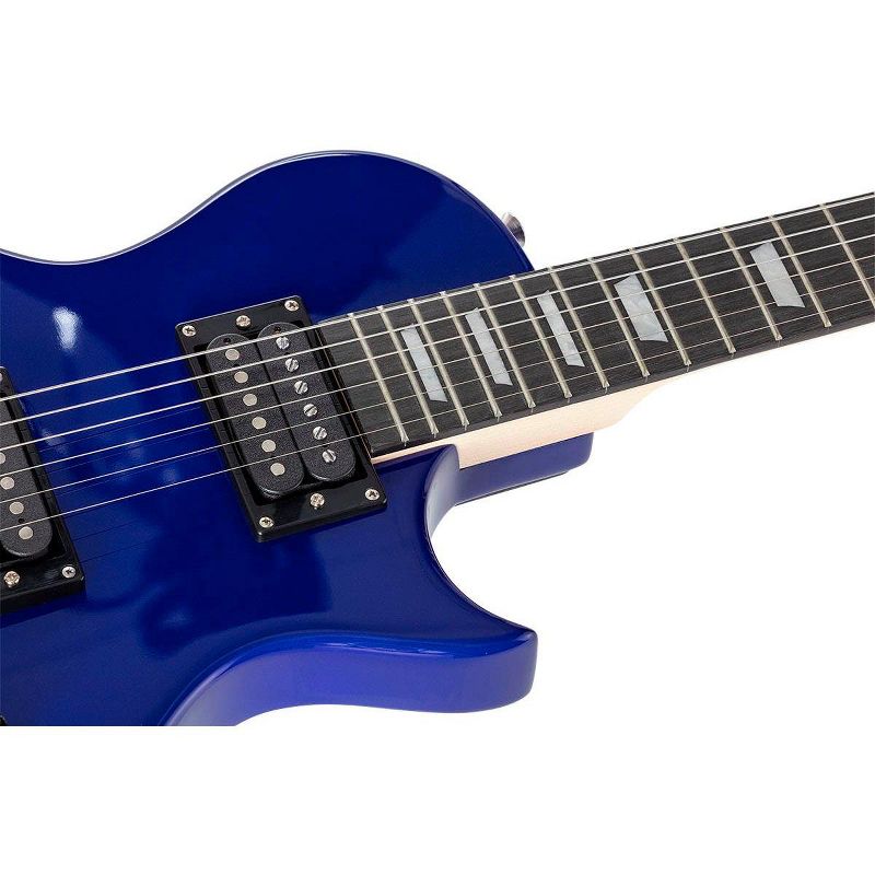 Monoprice 66 Classic V2 Blue Electric Guitar with Gig Bag, Right, 6 Strings, Poplar Body, HH Pickups - Indio Series