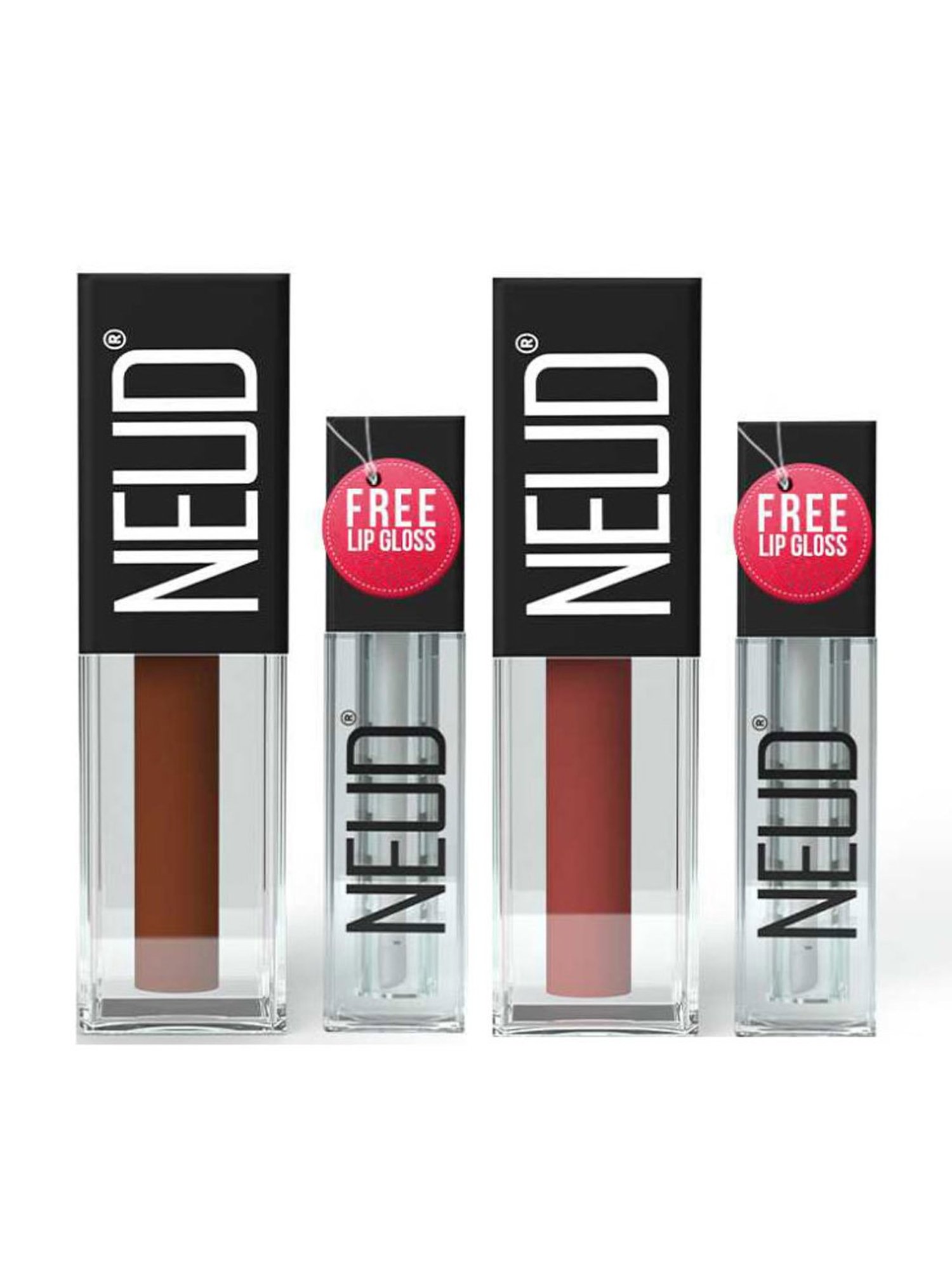 Neud Matte Liquid Lipstick Combo Jolly Coral & Oh My Coco with Two Lip Gloss Free