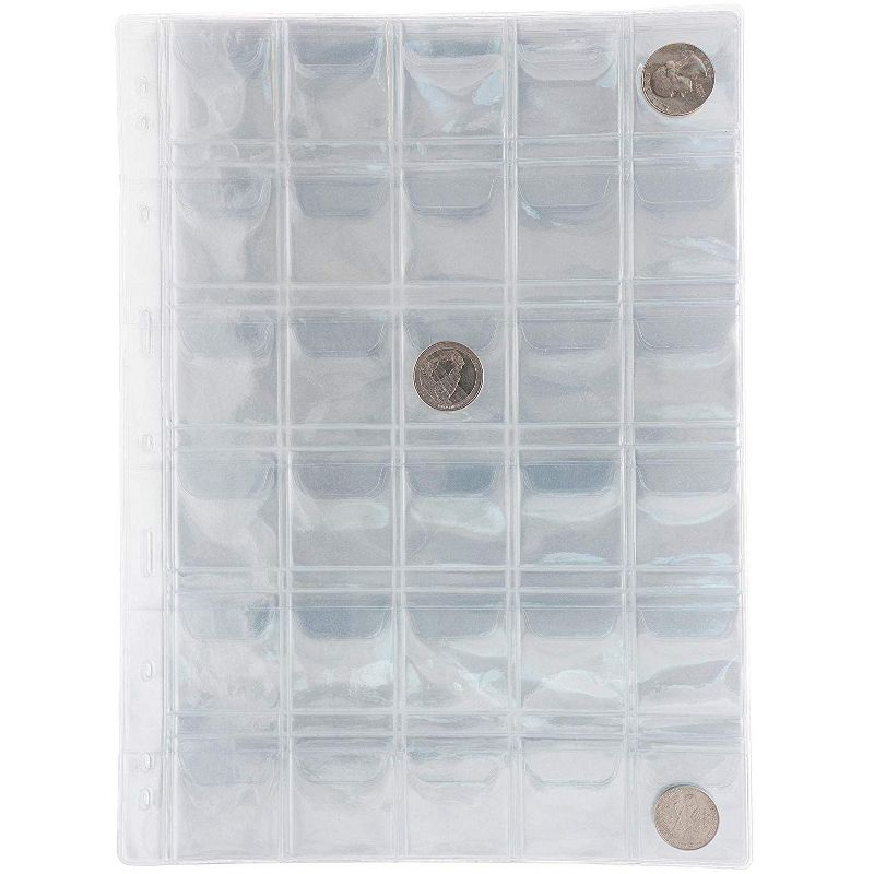 Juvale 20 Sheets Clear Plastic Coin Collection Holder Binder Sleeve Pages, 30 Pockets, 8.3"x11.2"