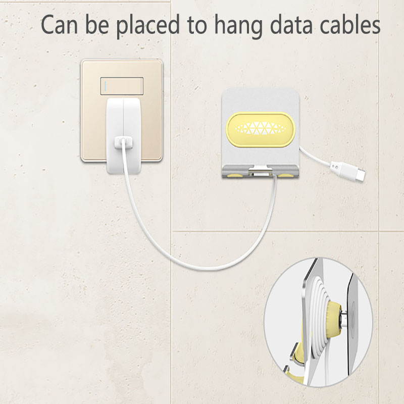 Wall Mount Phone Holder Wall Phone Stand Mount with Adhesive Strip for Bathroom,Kitchen,Office and More ,Compatible with All Phones and Mini Tablet(Silver/Pink)