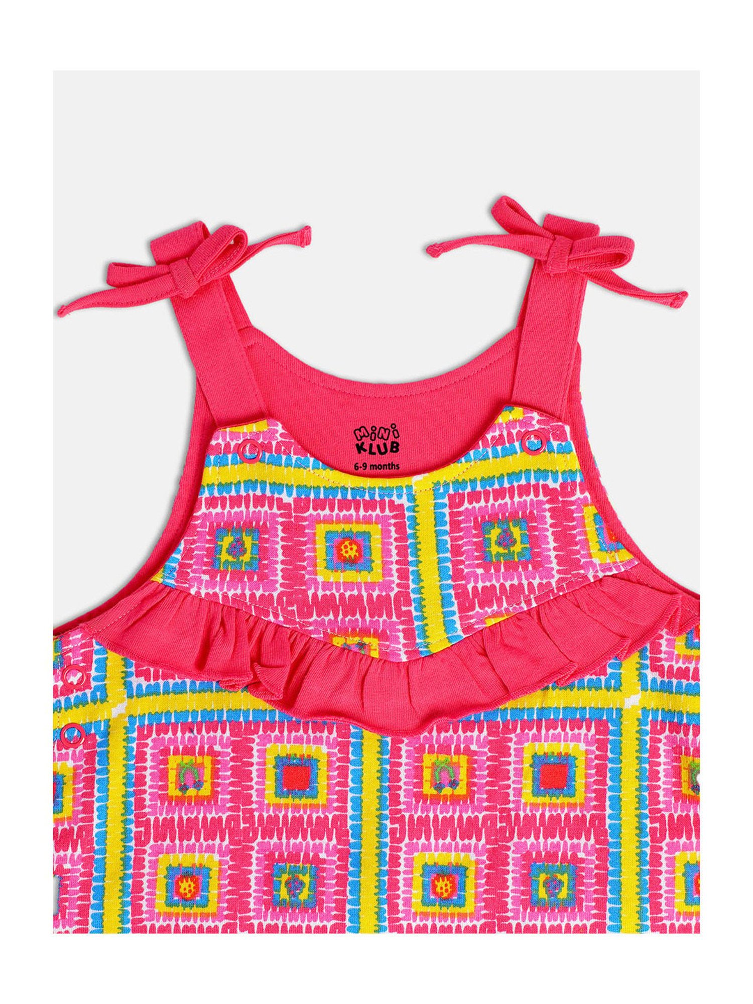 MINIKLUB Kids Pink & White Printed Top with Dungaree