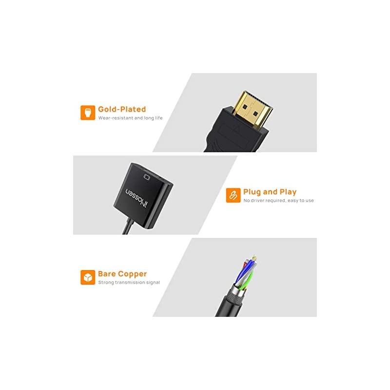 Hdmi to VGA Male to Female Adapter GoldPlated HDMI to VGA Adapter 1080p Hdmi VGA Adapter Converter for PC Monitor Projector HDTV Xbox and More