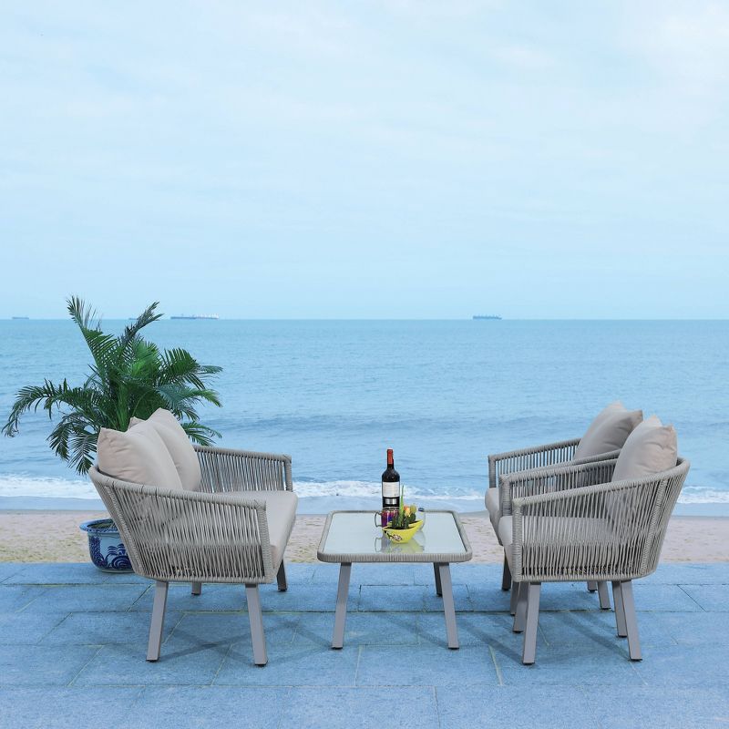 Belmi 4pc Rope Living Set - Gray - Safavieh