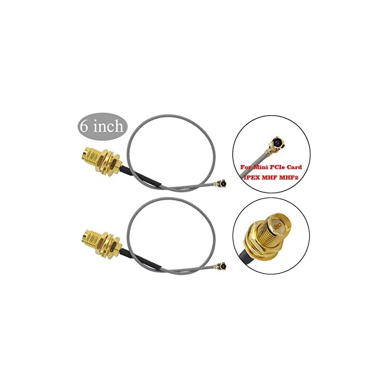 to SMA Mini PCI U.FL to RP-SMA Female Ipex Connector Pigtail WiFi Antenna Extension Cable (6 inch (2 Pcs))