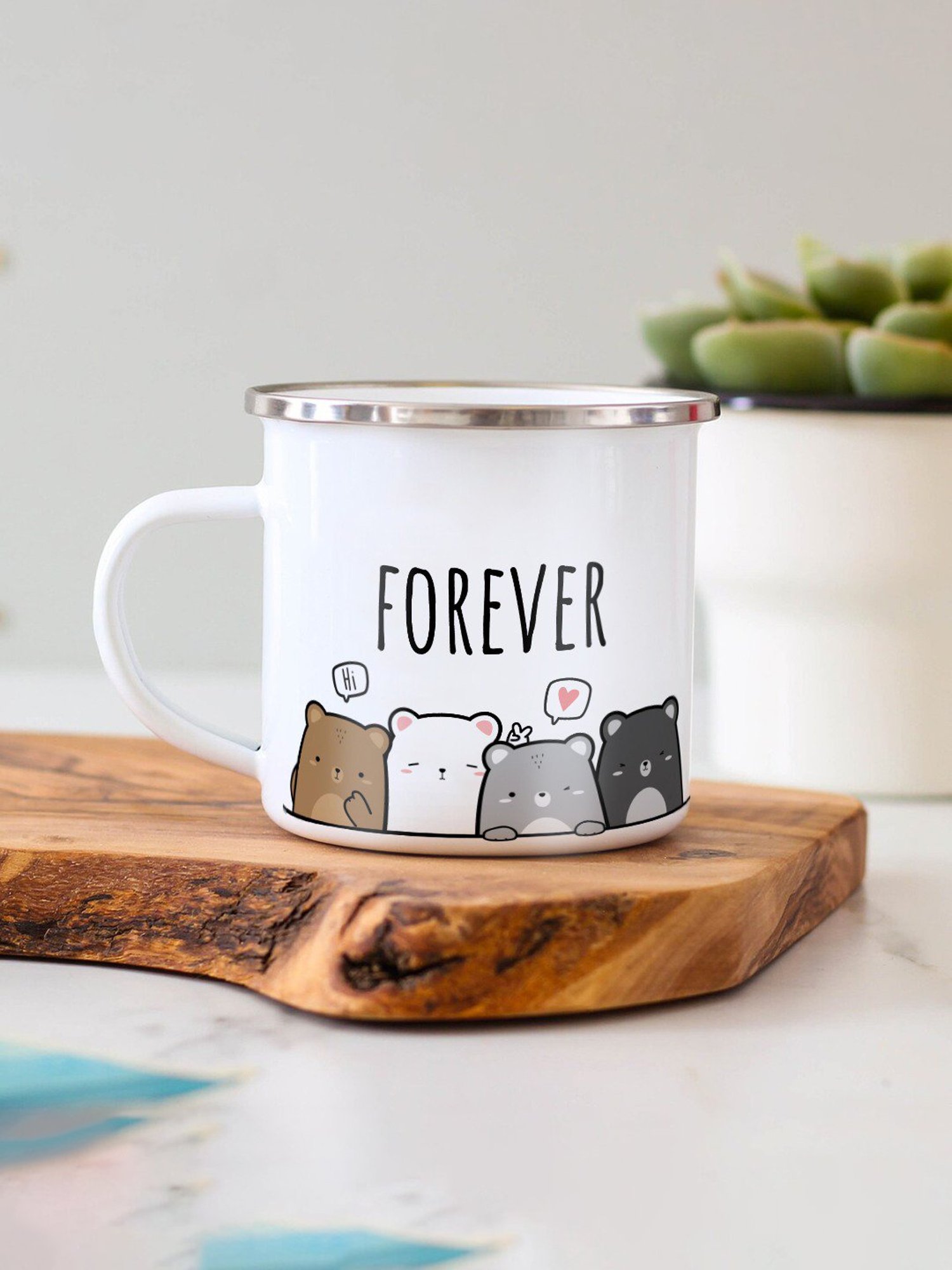 Gathari Enamel White Stainless Steel Coffee Mug