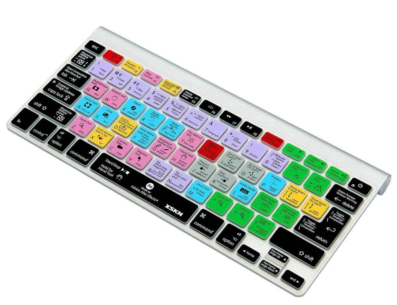 XSKN Macbook Shortcuts Design Series Adobe Hotkey Macbook Hot keys Silicone Laptop Keyboard Skin Cover for Macbook 13" Macbook 13" 15" 17", US&European Layout (After Effects)