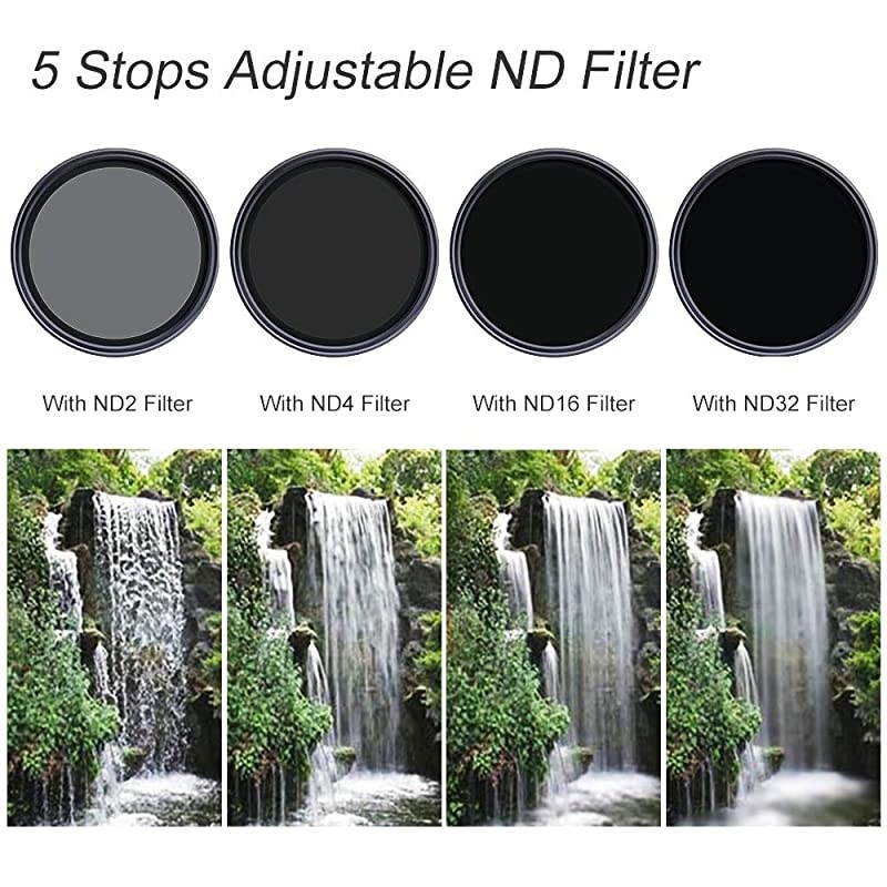 52mm Fader ND Filter Neutral Density Variable Filter ND2 to ND32 for Camera Lens NO X SpotNanotecUltraSlimWeatherSealed