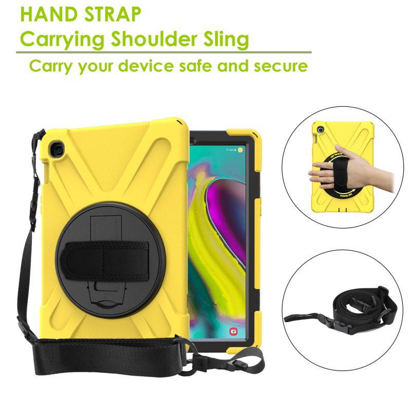 Galaxy Tab A 10.1 Case, Fits 2019 T510/T515 Shockproof Heavy Duty Shield Case Kickstand, Shoulder Strap Sling, Hand/Palm Strap For Samsung Galaxy Tab A 10.1 (2019) SM-T510 / SM-T515 (Red)