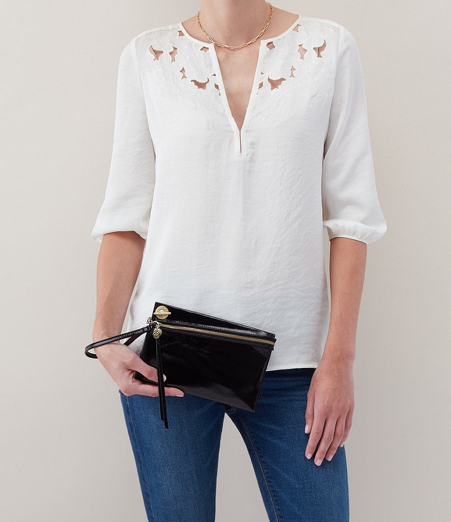 HOBO Link Leather Zip Wristlet