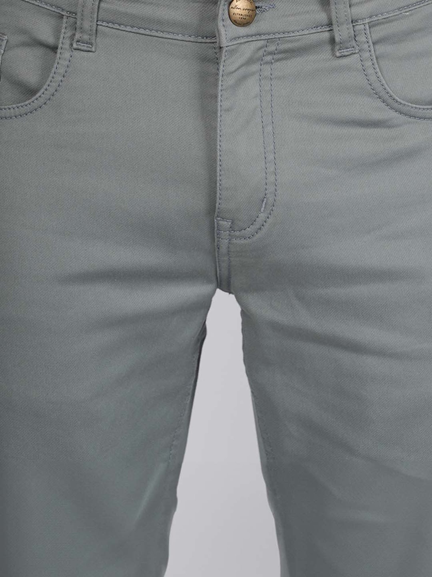 Allen cooper Grey Regular Fit Lightly Washed Jeans