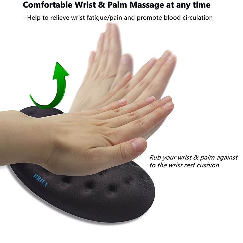 Upgraded Ergonomic Memory Foam Mouse Wrist Rest Support Pad Cushion for Computer Laptop Office Work PC Gaming Massage Holes Design Wrist Pain Relief