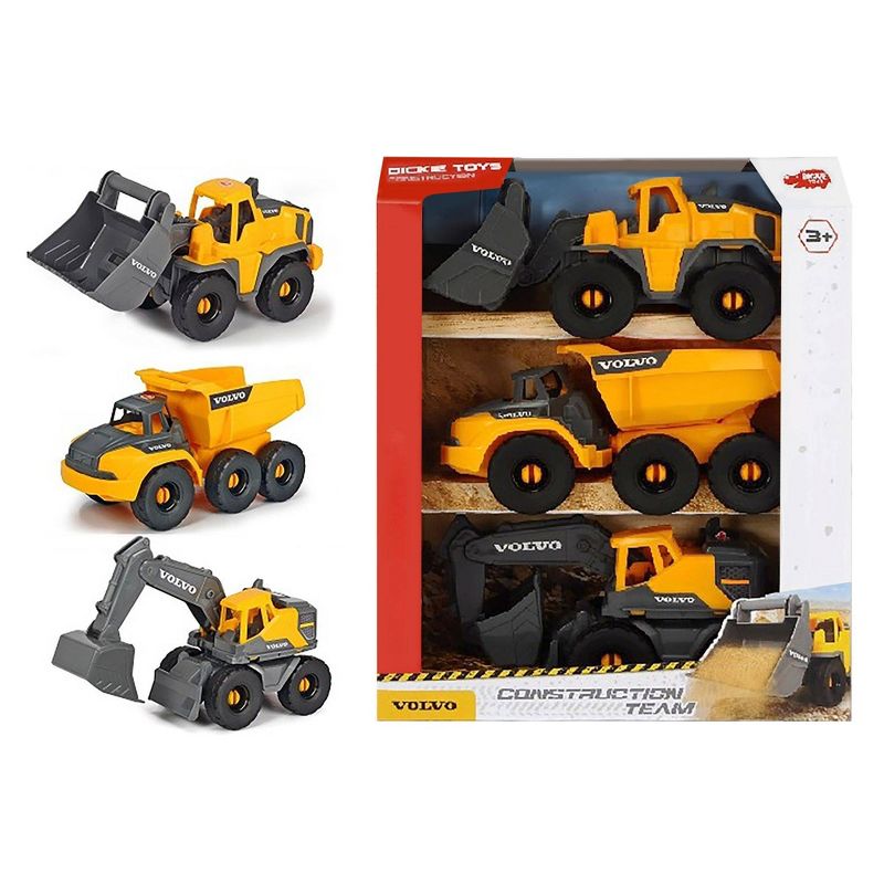 Dickie Toys 10" Volvo Construction Truck - 3 pk