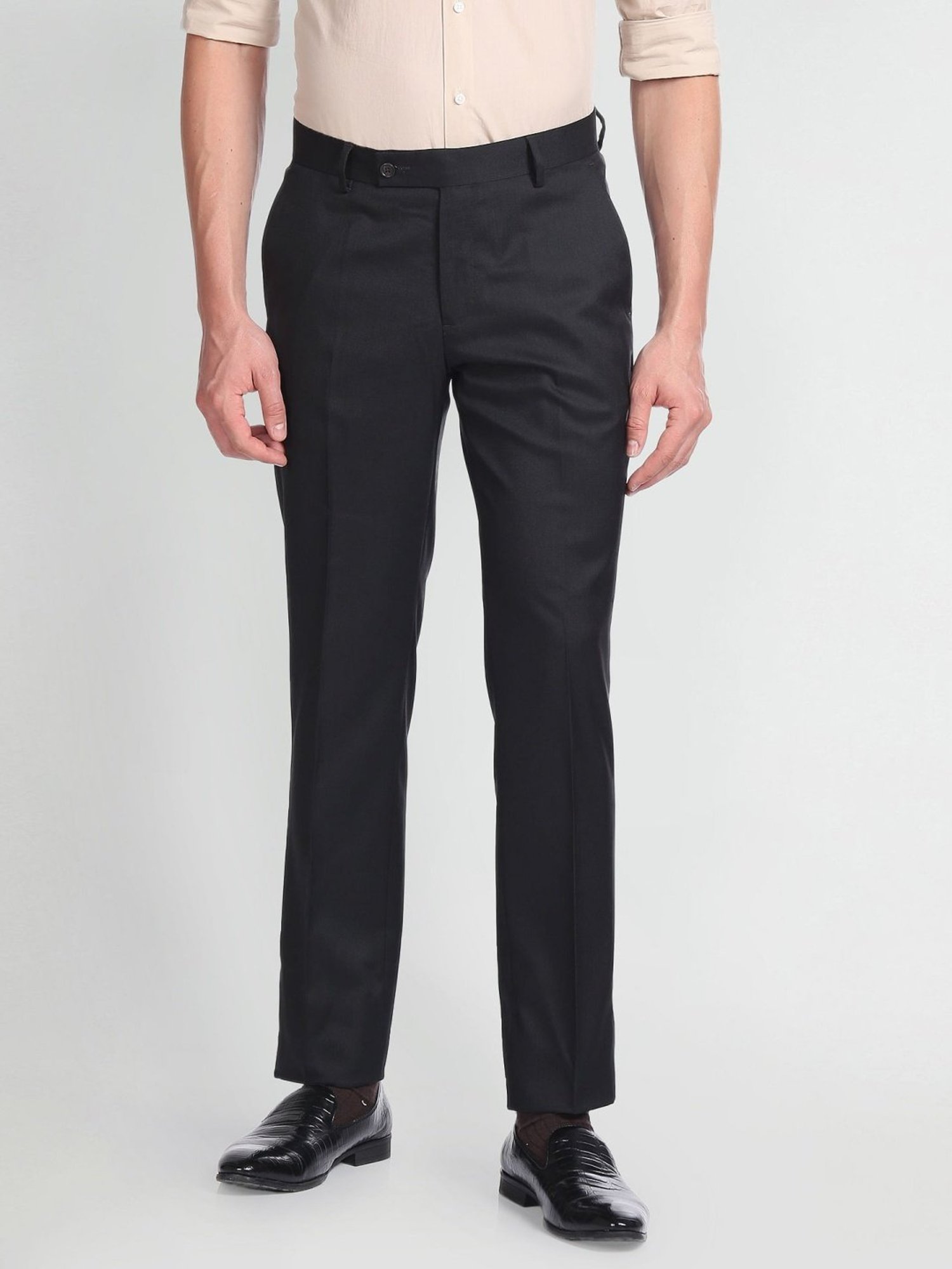 Arrow Z Black Regular Fit Trousers