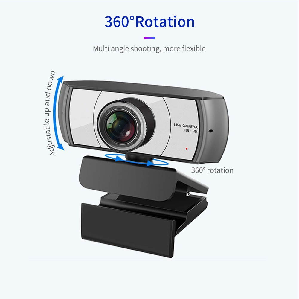 1080P HD Streaming Webcam USB Computer Video Camera 2 Megapixels 120&deg; Wide Viewing Manual Focus with Microphone Plug & Play Compatible with Windows Android Mac for Video Meeting Online Training Live