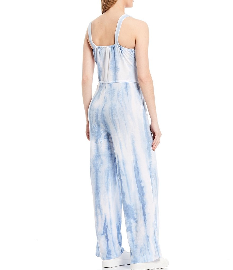 Skies Are Blue Tie Dye V-Neck Sleeveless Knit Jumpsuit