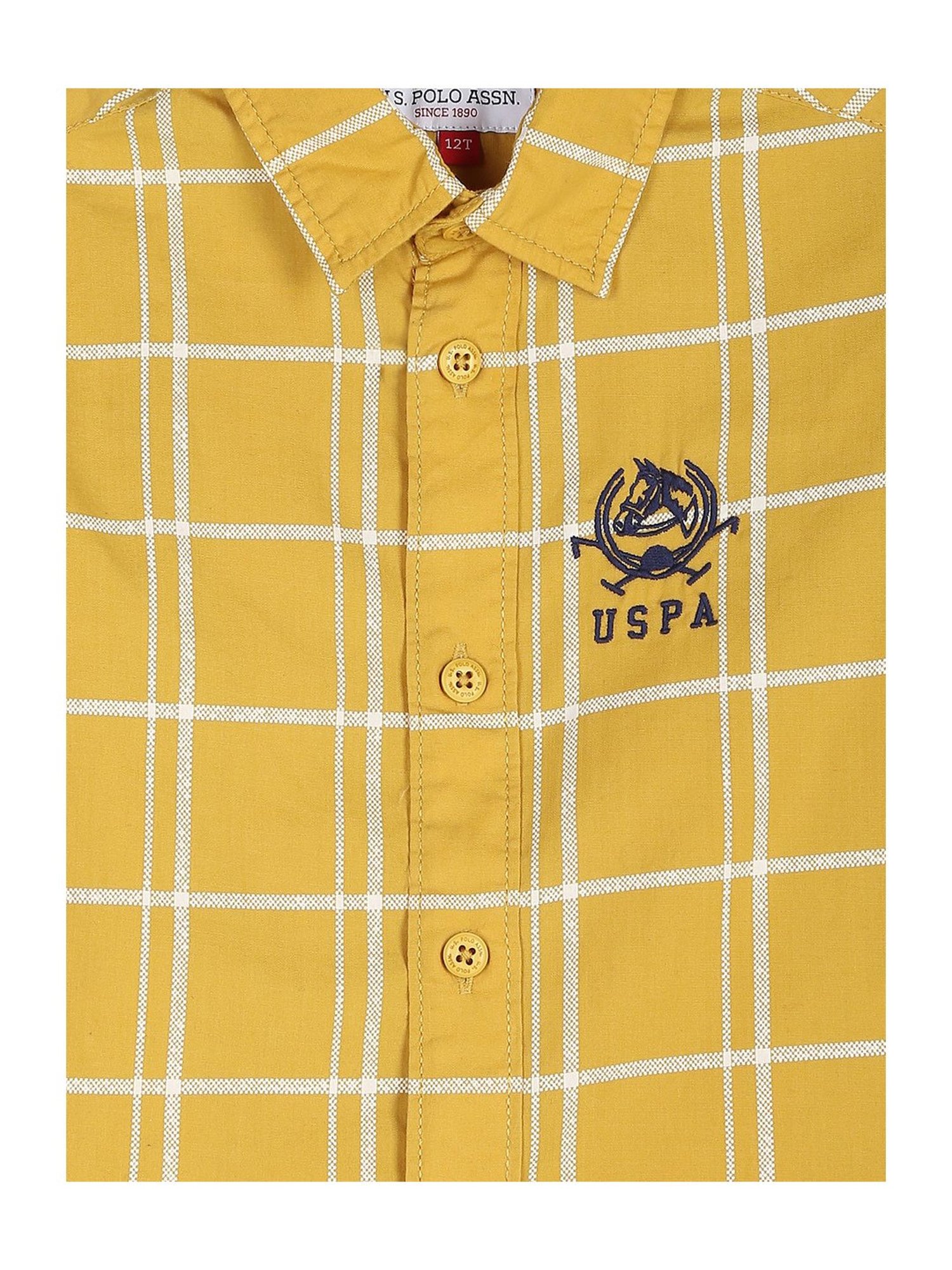 U.S. Polo Assn. Boys Yellow Checks Full Sleeves Shirt