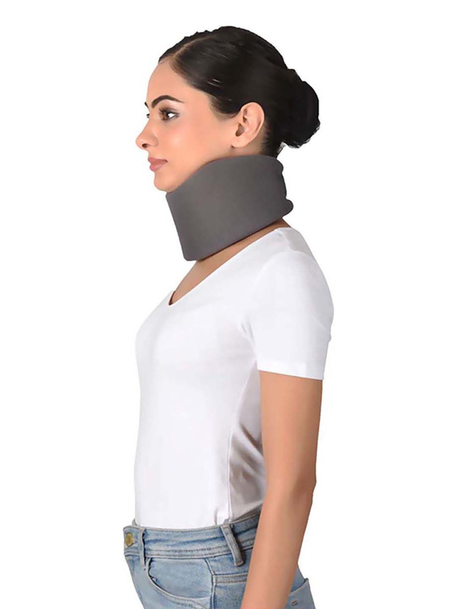AccuSure Soft Cervical Collar Support Adjustable Neck Brace - L (Grey)