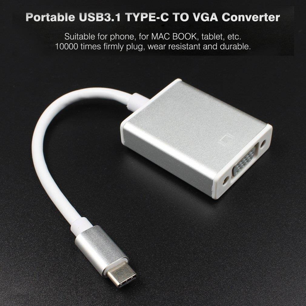 Portable USB3.1 TYPE-C TO VGA Converter TYPE-C TO VGA Adapter Converter Cable