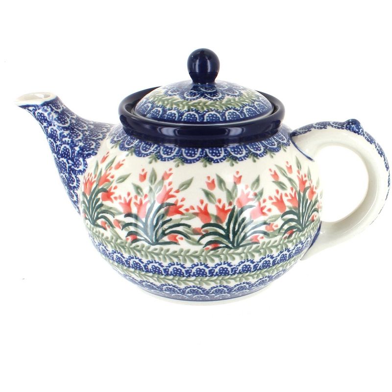 Blue Rose Polish Pottery Spring Tulip Medium Teapot
