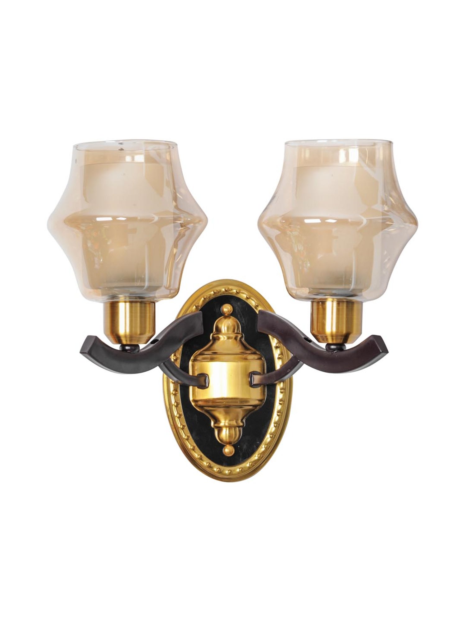 Kapoor E Illuminations Mysville Golden Metal Dual Shade Wall Light - Set of 1
