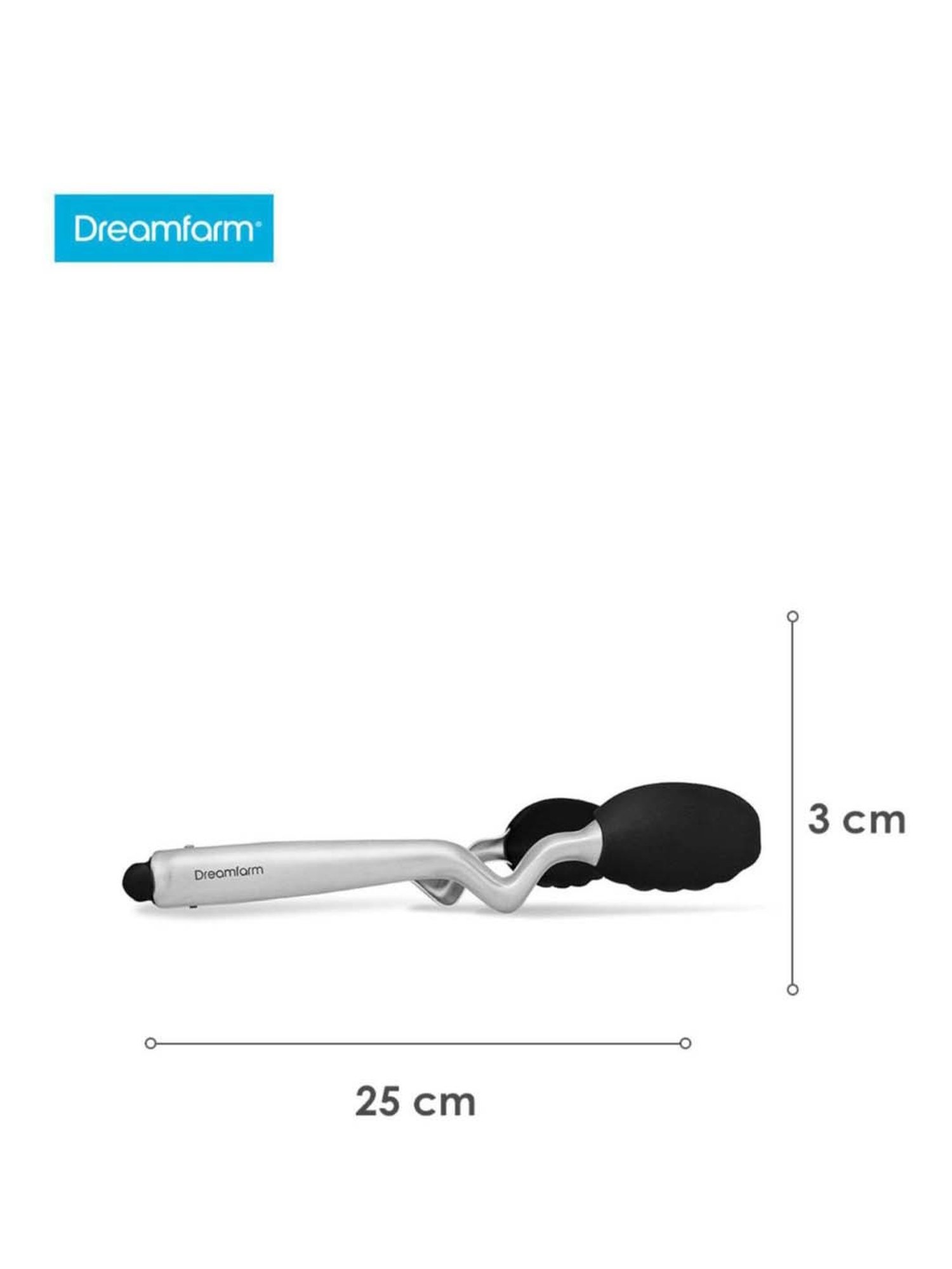 Dreamfarm Black Medium Stainless Steel Tongs With Silicone Heads