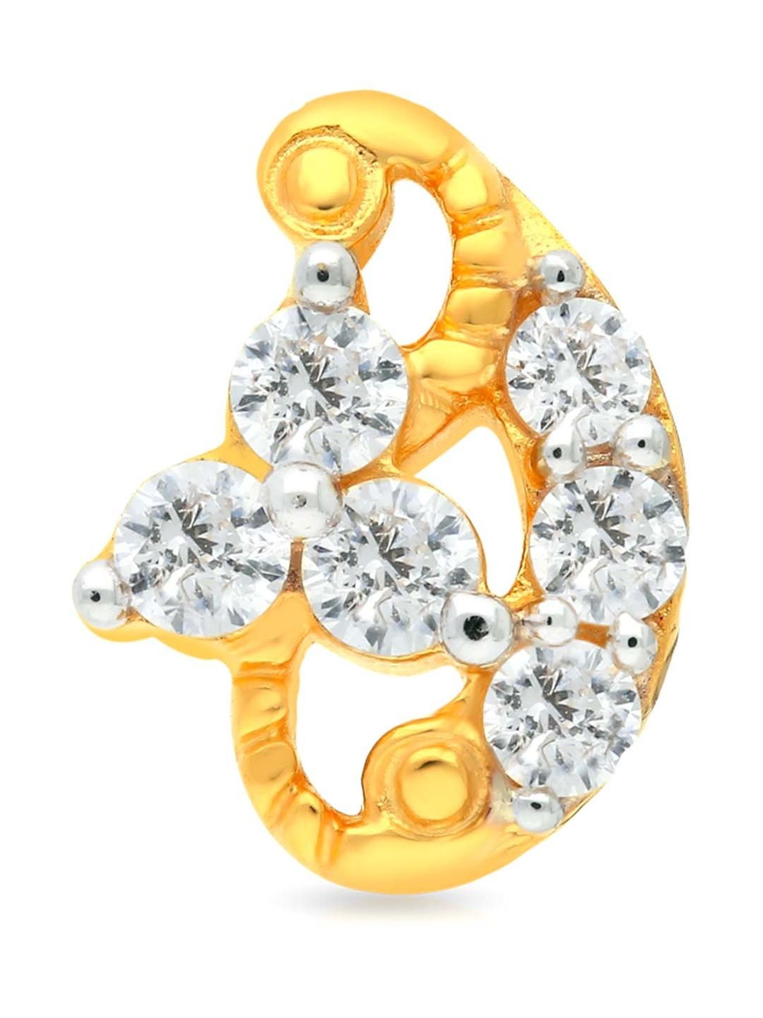 Malabar Gold and Diamonds 22k Gold Paisley Nosepin for Women