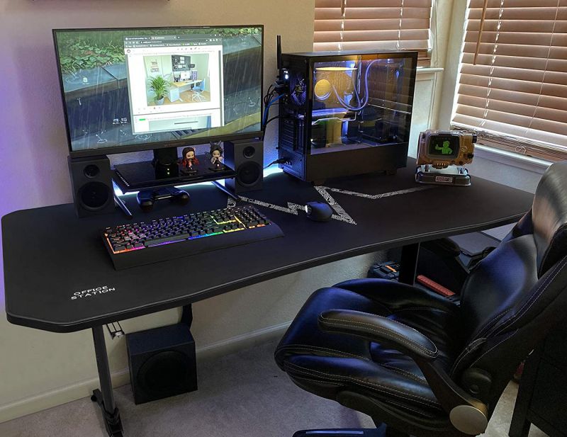 RESPAWN 3000 Gaming Computer Desk - Ergonomic Height Adjustable Gaming Desk, in Blue (RSP-3000-BLU)