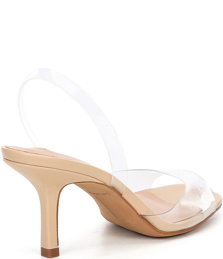Chelsea & Violet Joy Clear Square Toe Slingback Sandals