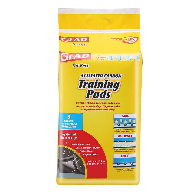 Glad Activated Carbon Training Pads for Puppies and Senior Dogs - 50ct