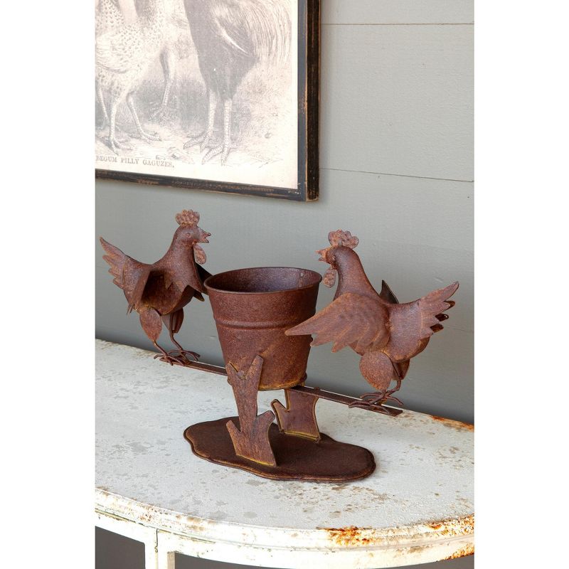 Park Hill Collection Metal Chicken Planter