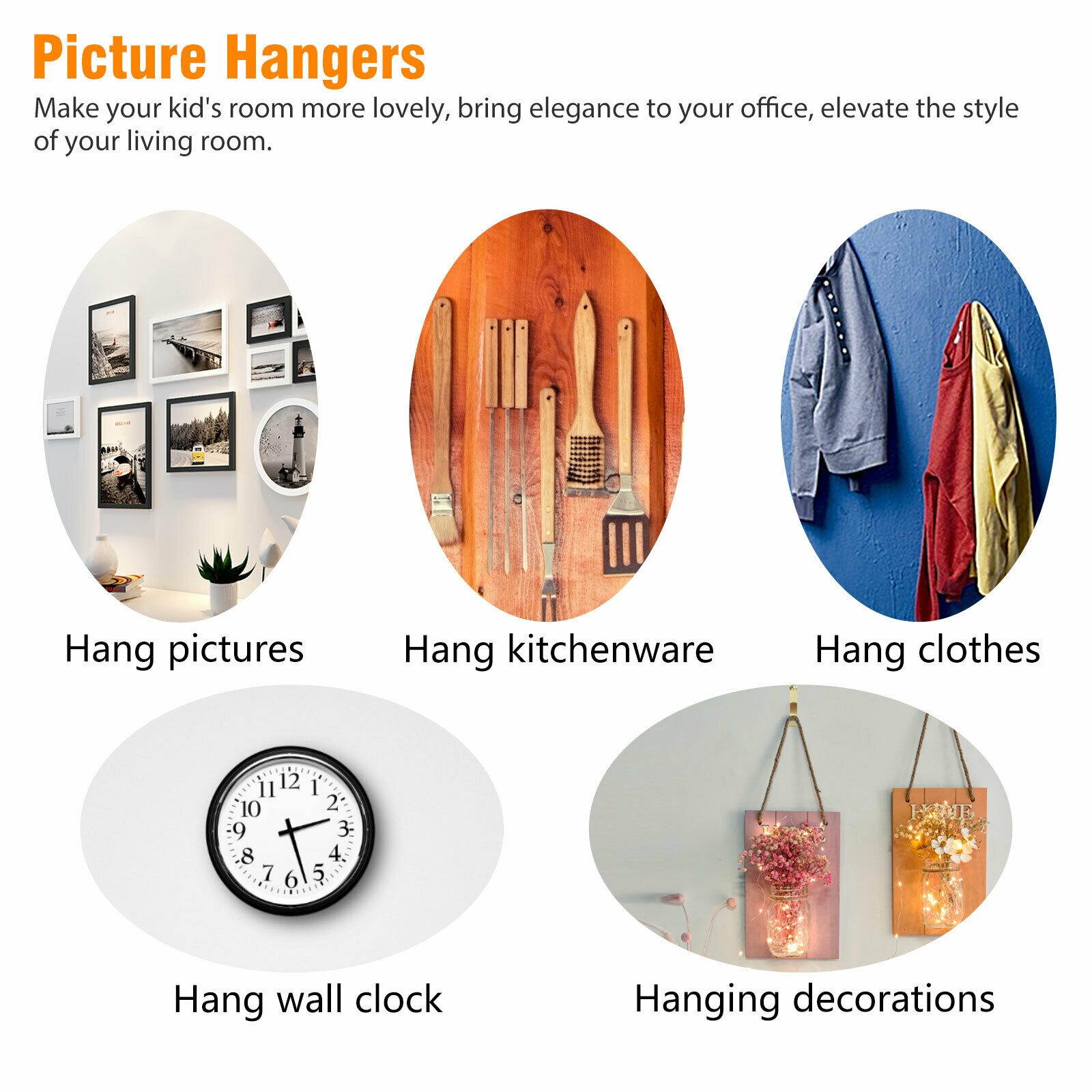 50/100x Picture Wall Hangers Painting Hanging Kit Heavy Photo Frame Hook 30/50LB