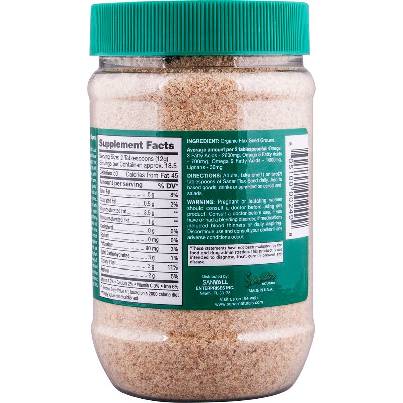 Sanar Naturals Organic Ground Flax Seed - 8oz