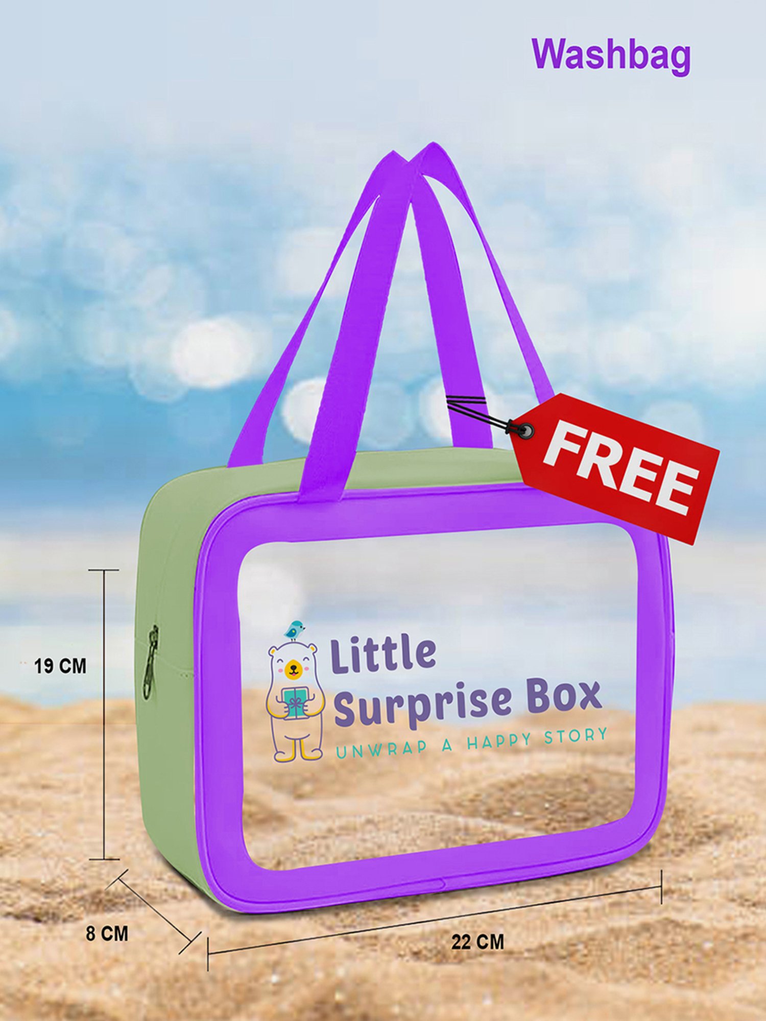 Little Surprise Box Kids Blue Printed Swim Poncho with Swim Bag