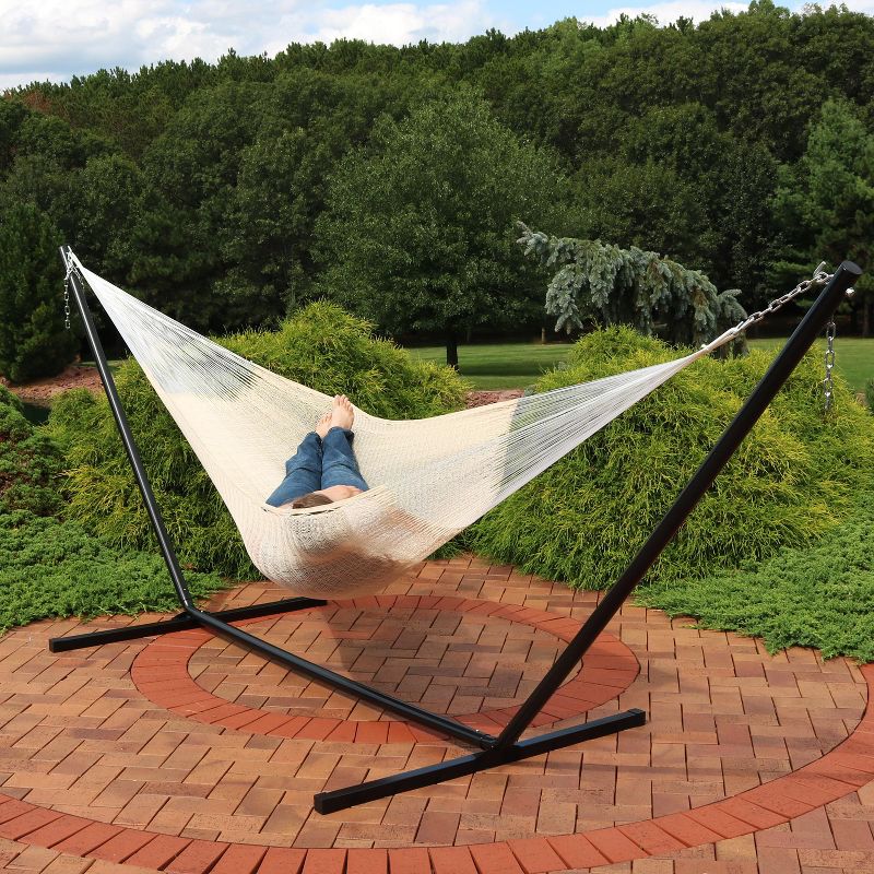 Hand-Woven Mayan Hammock Double Size - Natural - Sunnydaze Decor