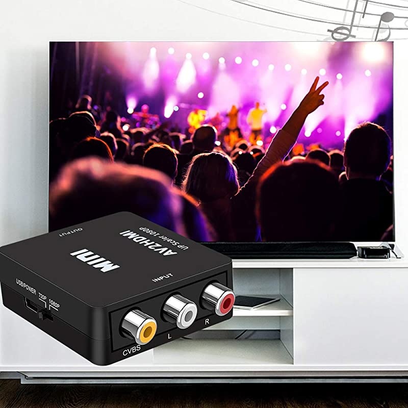 AV to HDMI Converter RCA to HDMI  1080P Mini RCA Composite Cvbs AV to HDMI Video Audio Converter Adapter Supporting PALNtsc for PC Laptop WII U Xbox PS4 PS3 TV STB VHS VCR Camera DVD