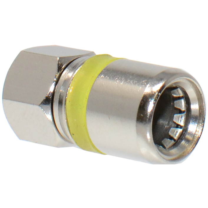 RG6 Quad Shield Coaxial to Self Lock F-Type Compression Connector Yellow (20/pk)