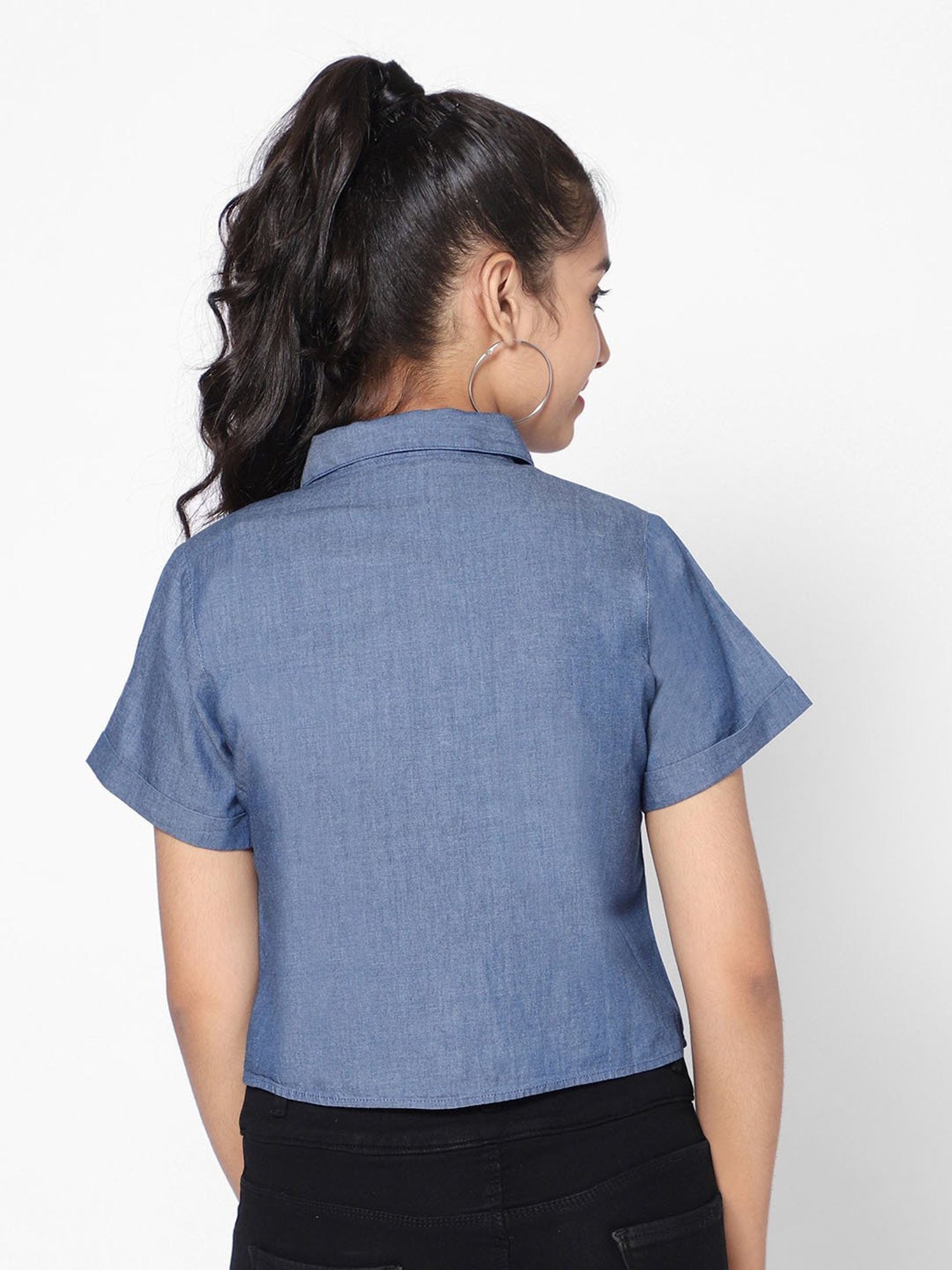 TeenTrums Girls Blue Solid Top
