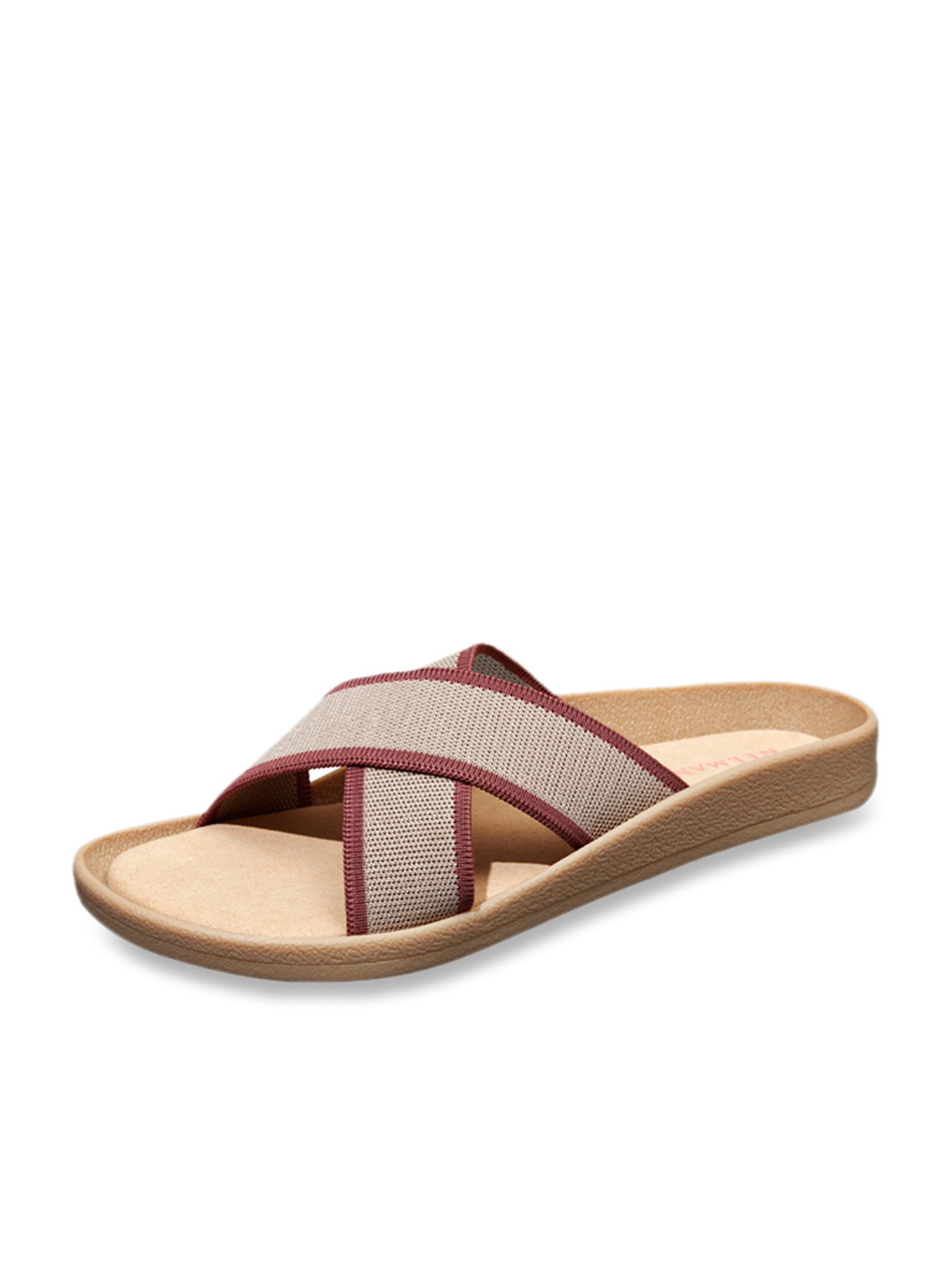 Neemans Women's Beige Cross Strap Sandals