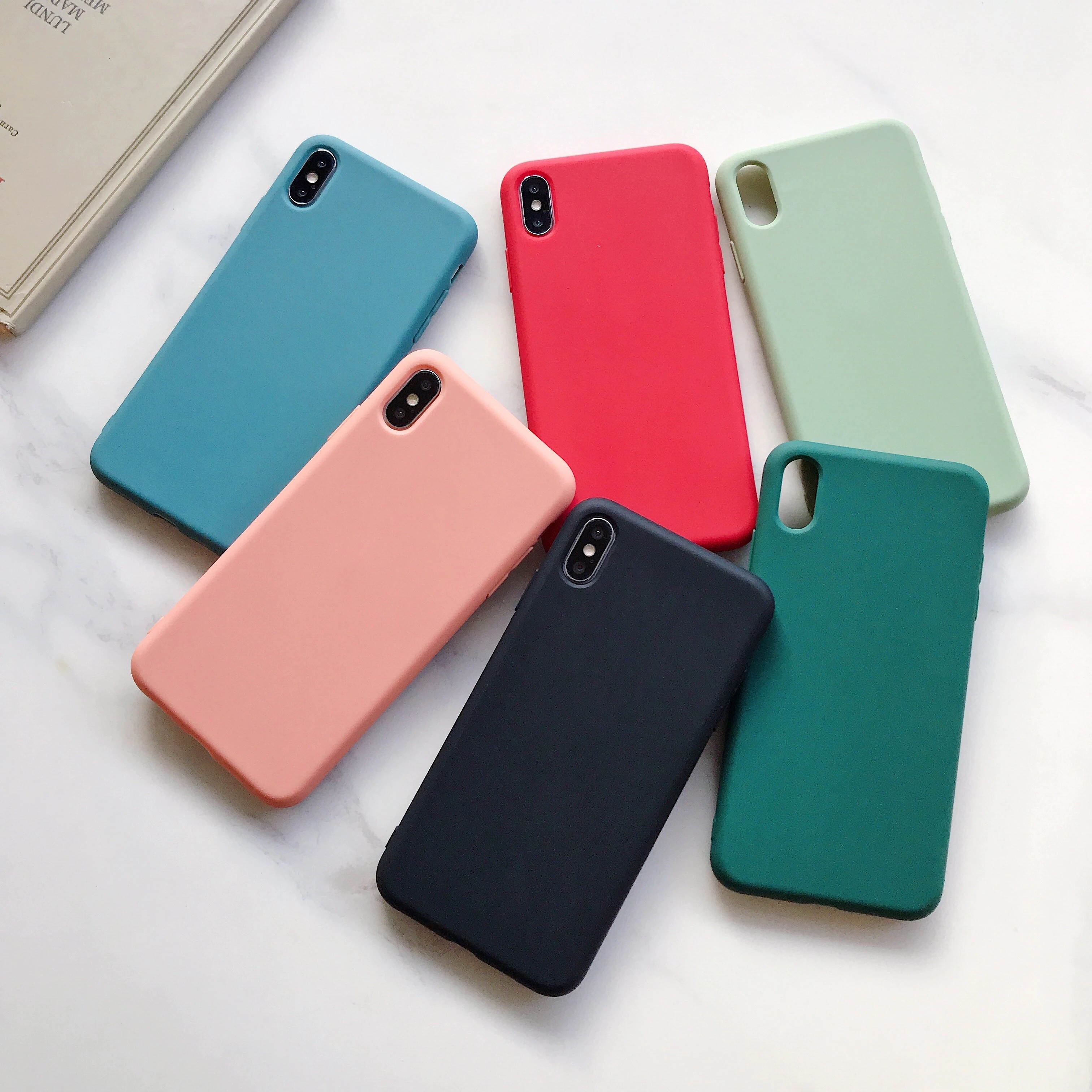Color Candy Case for iPhone 12 11 Pro Max Ultra Thin Soft Tpu Back Phone Cover for iPhone X XR XS Max 6 6s 7 8 Plus Se Case
