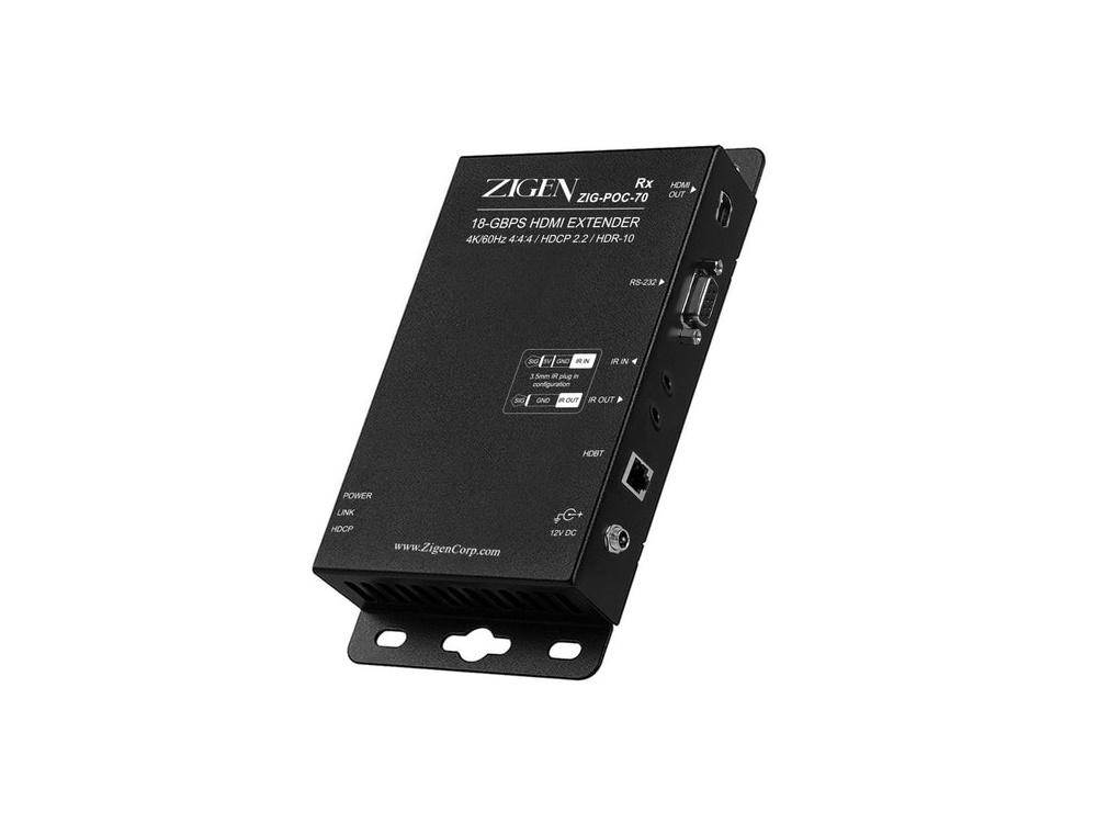 Zigen ZIG-POC-70 4K Extender (Transmitter/Receiver) Set/POC/IR/RS-232/HDR-10