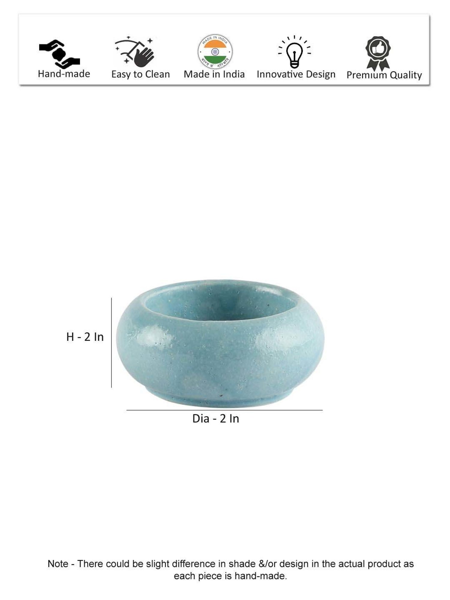 VarEesha Earthen Sparkle Blue Ceramic Tea Light Holder - Set of 10