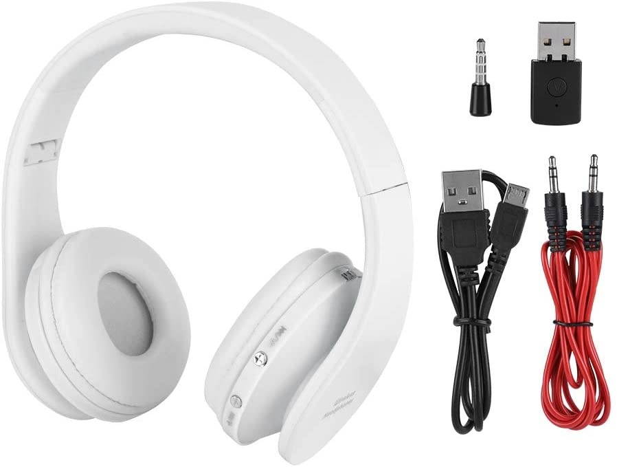 Bicaquu Gaming Headset, Head-Mounted Headphone, Built-in Microphone, Internet Bar for Home(White)