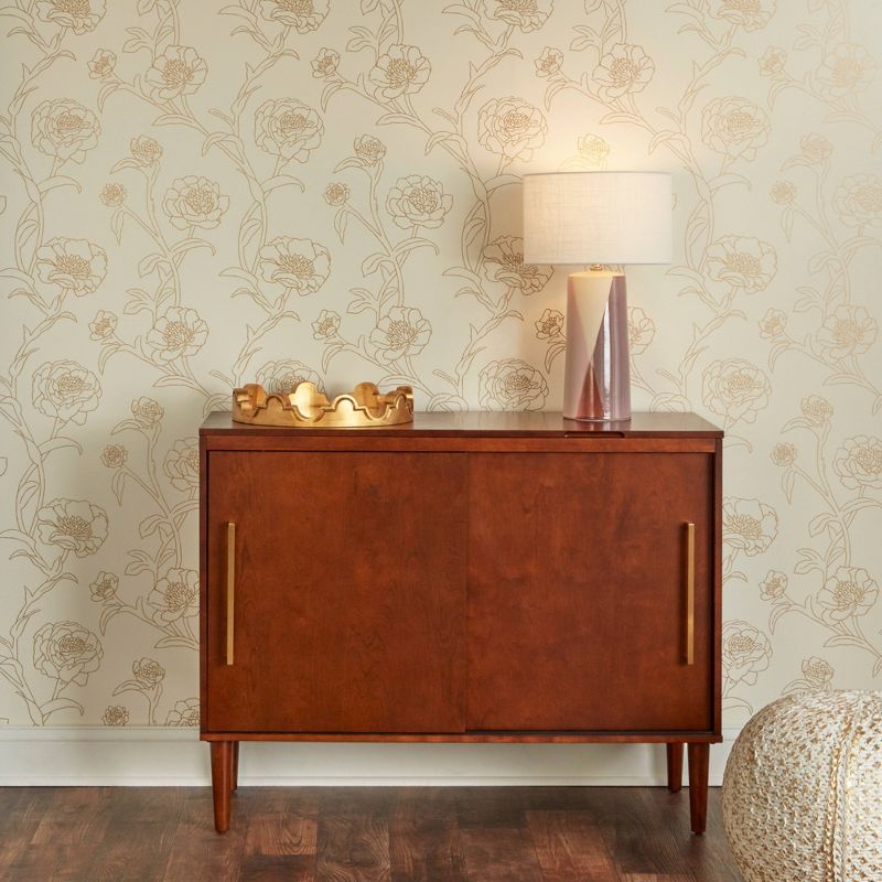 Tempaper Peonies Self-Adhesive Removable Wallpaper  Gold