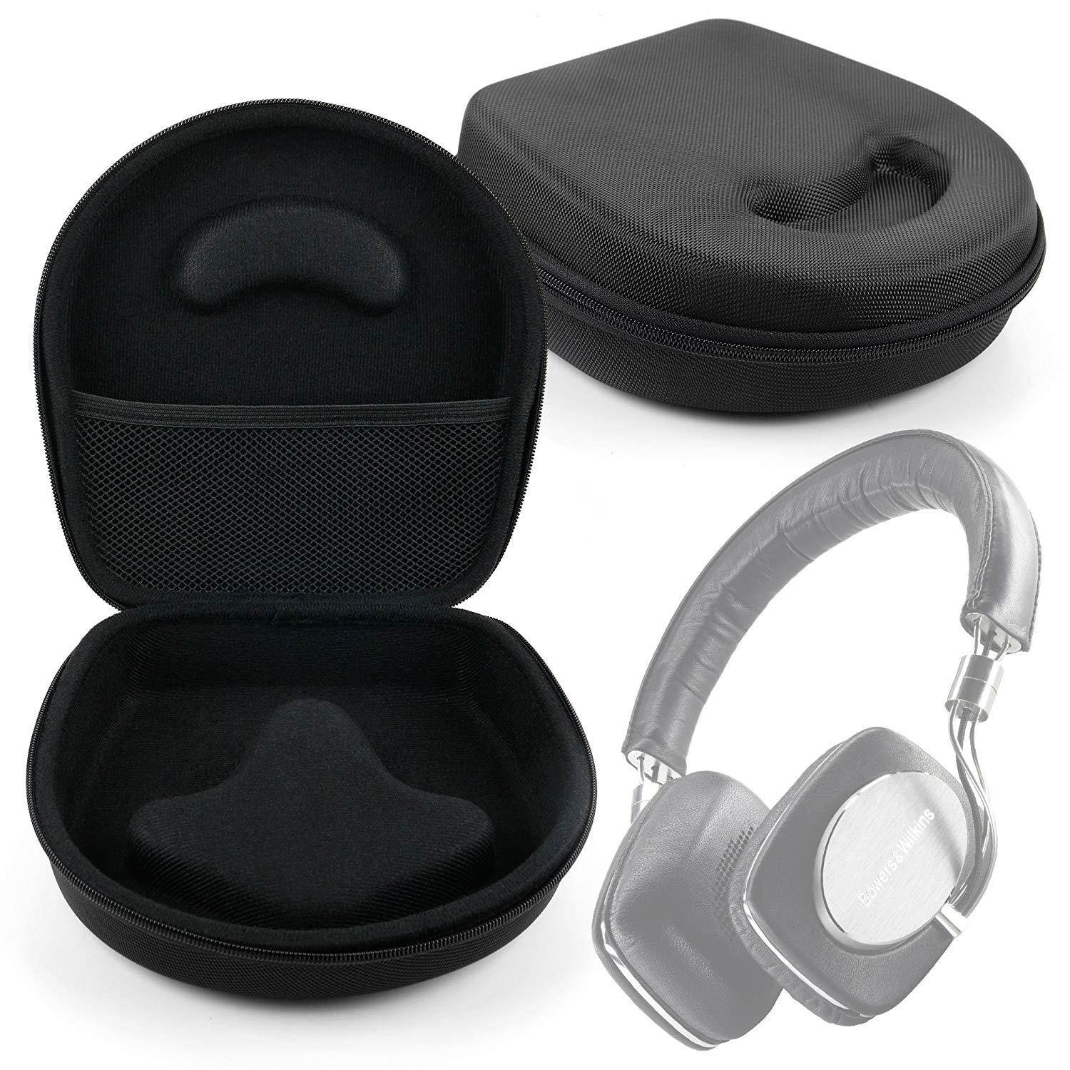 DURAGADGET Hard EVA Storage Case For Headphones/Earbuds, With Compartment (Black) For B&W P5 & P7
